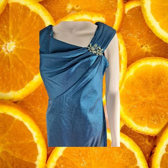 Dresses & Skirts - New Jessica Howard Blue Iridescent with Jeweled Shoulder Dress Size 12